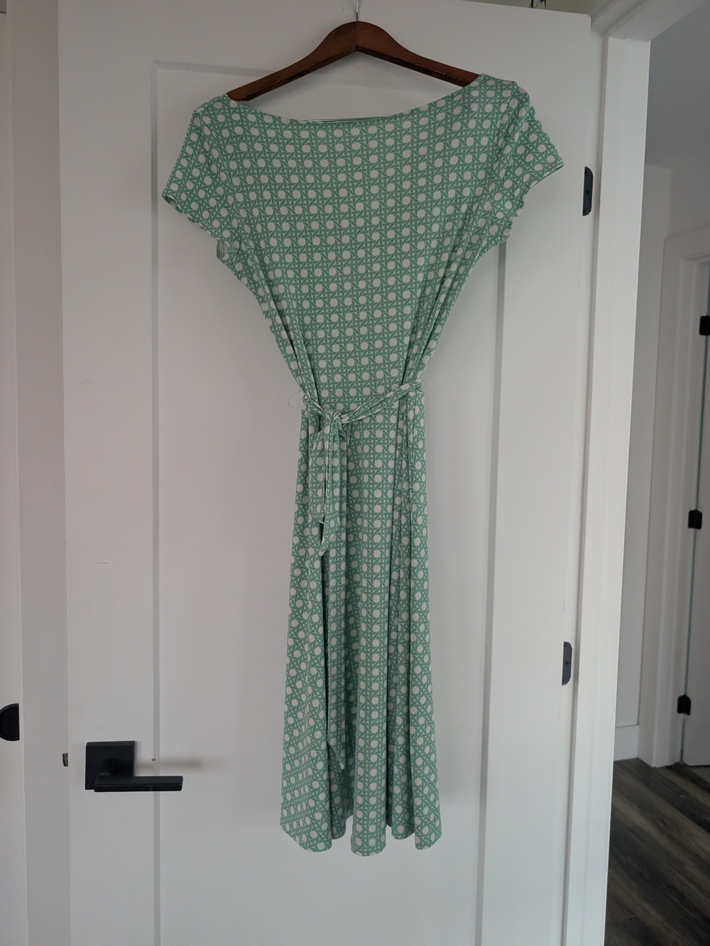 Women's Mint Green Printed Tie-Waist Dress